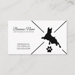 Carte De Visite Marche moderne Noir & Blanc Paw Silhouette Chien M