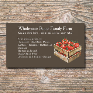 Carte De Visite marché rustique des fermiers d'aquarelle, produits