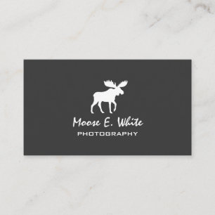 Carte De Visite Marcher Moose Silhouette Gris et blanc