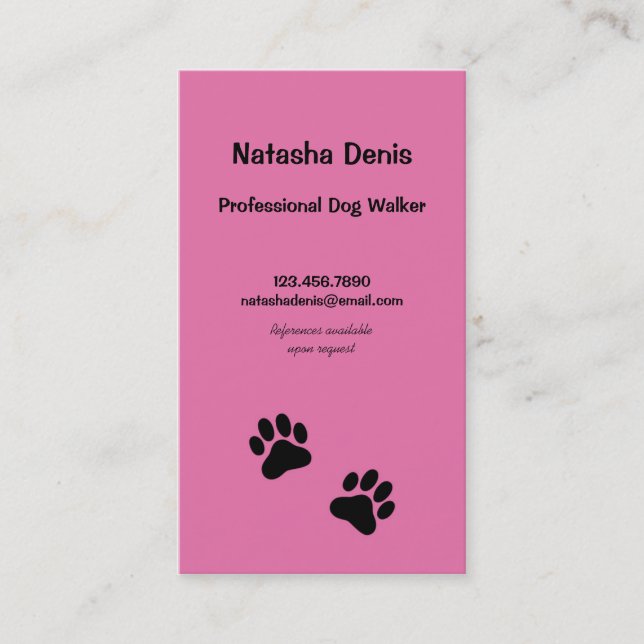 Carte De Visite Marcheur de chien d'empreinte de patte dans le (Devant)