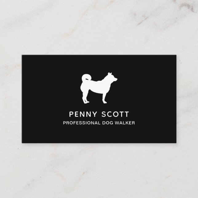 Carte De Visite Marcheur de chien professionnel noir (Devant)
