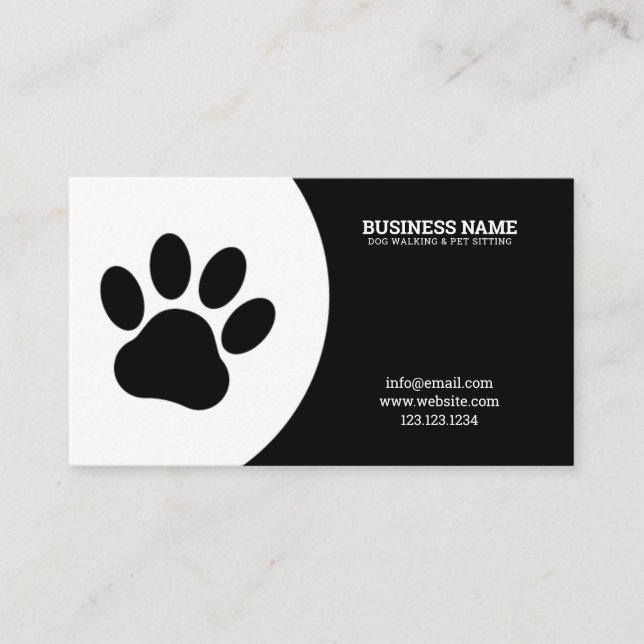 Carte De Visite Marcheur unique de chien blanc et noir à mâchoires (Devant)