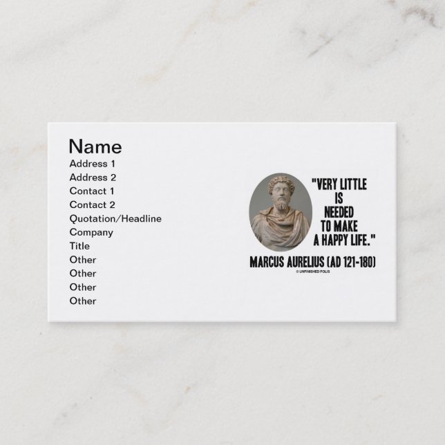 Carte De Visite Marcus Aurelius Très Peu Nécessaire Faire Une Vie  (Devant)
