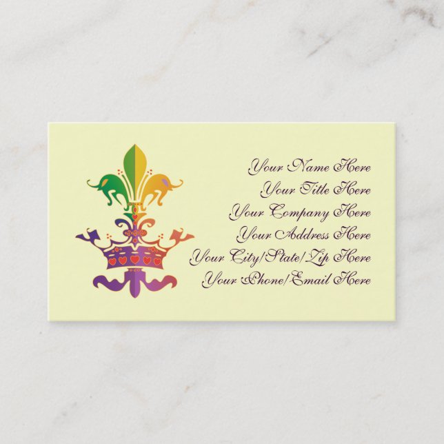 Carte De Visite Mardi gras Fleur de CROWN (Devant)