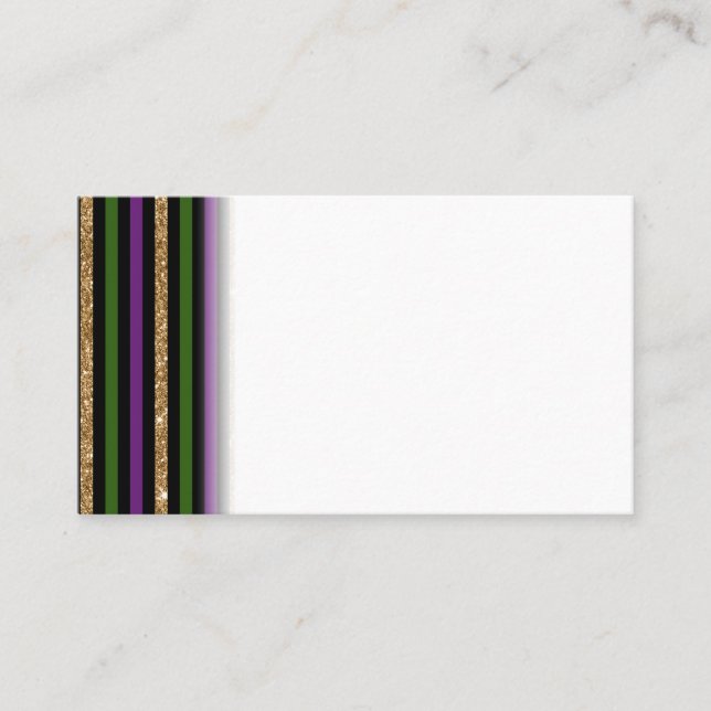 Carte De Visite Mardi Gras Verticale Lignes Parties scintillant do (Devant)