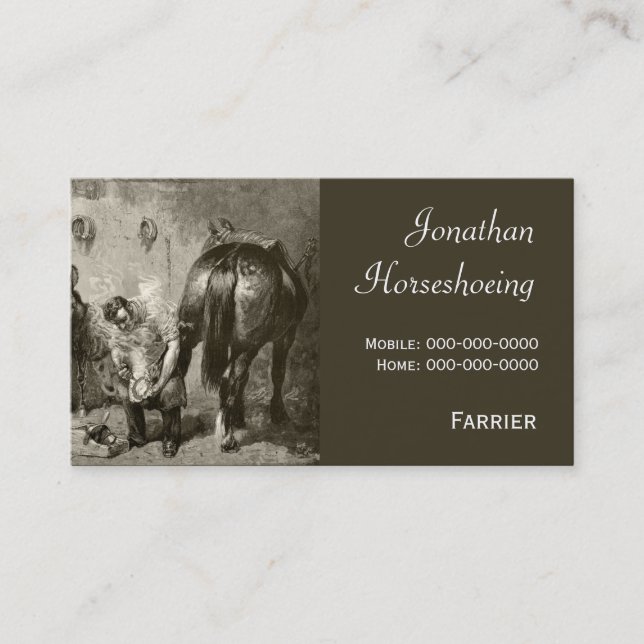 Carte De Visite Maréchal-ferrant adaptant une chaussure chaude (Devant)