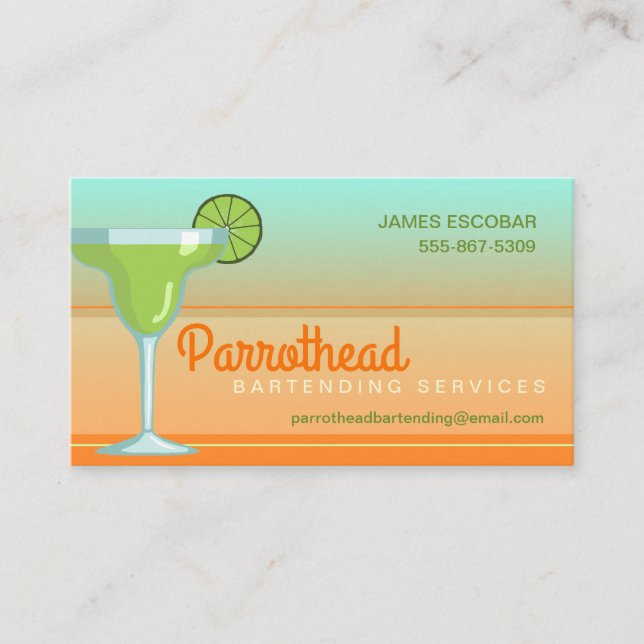 Carte De Visite Margarita Cocktail Lime/Orange/Aqua (Devant)