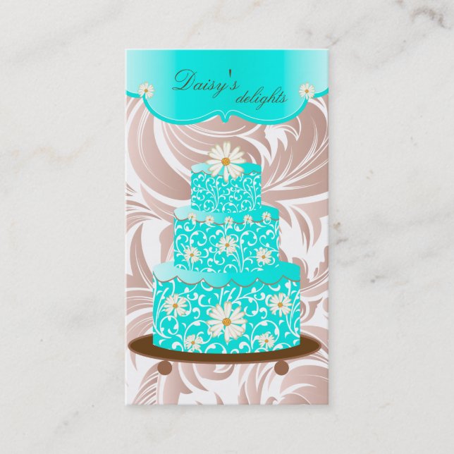 Carte De Visite Marguerite florale bleue de chef de pâtisserie de (Devant)