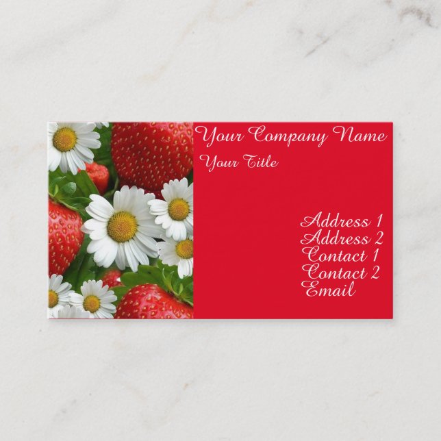 Carte De Visite Marguerites et fraises (Devant)