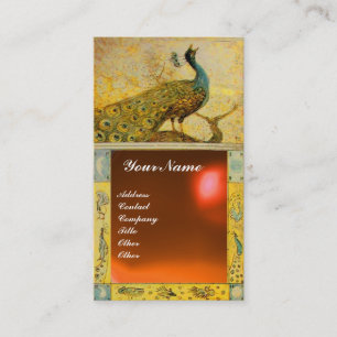 Carte De Visite MARIAGE AMOUR PAON MONOGRAMME agate jaune orange