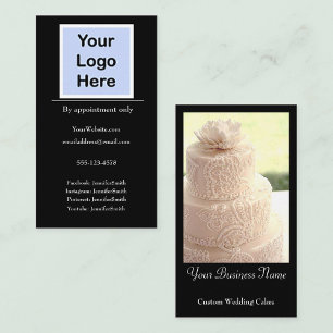 Carte De Visite Mariage Cake Designer Élégant Boulangerie Logo Per