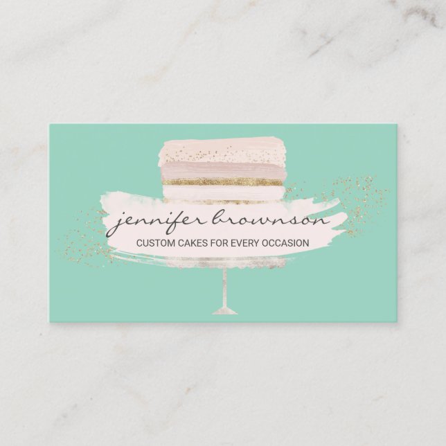 Carte De Visite Mariage Cake Logo Occasion Party Sweets vert (Devant)