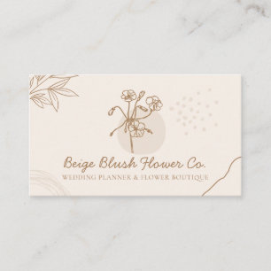 Carte De Visite Mariage Calligraphie Chic Élégant Fleur Rose Beige