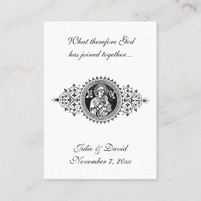 Carte De Visite Mariage catholique Faveur Vierge Marie Souvenir (Devant)