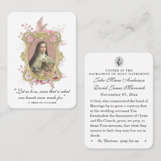 Carte De Visite Mariage catholique Favor St. Therese Roses Vintage