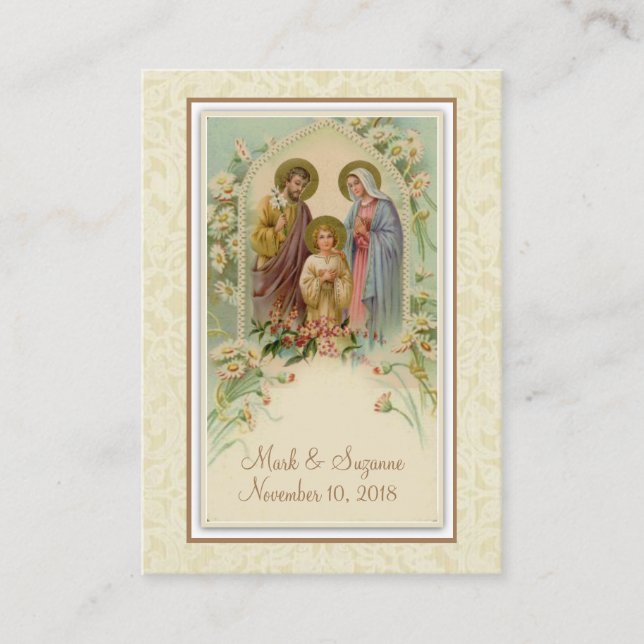 Carte De Visite Mariage catholique Favoriser la Sainte Famille Car (Devant)