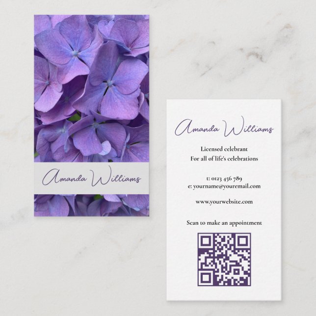 Carte De Visite Mariage célébré Simple Mauve Floral (Devant / Derrière)