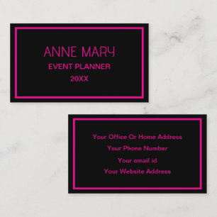 Carte De Visite Mariage Couleur Personnalisée Noir Rose Chaud Tend