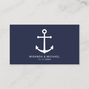 Carte De Visite Mariage d'Ancre bleu marine moderne