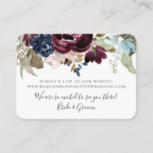 Carte De Visite Mariage de la marine florale Burgundy Blush