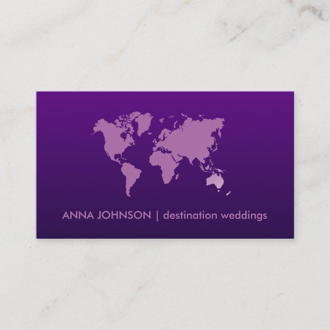 Carte De Visite Mariage de l'agent de voyage de Purple Gradient Wo (Devant)