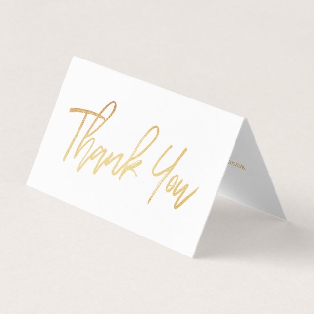 Carte De Visite Mariage de script Gold Foil moderne (Devant)