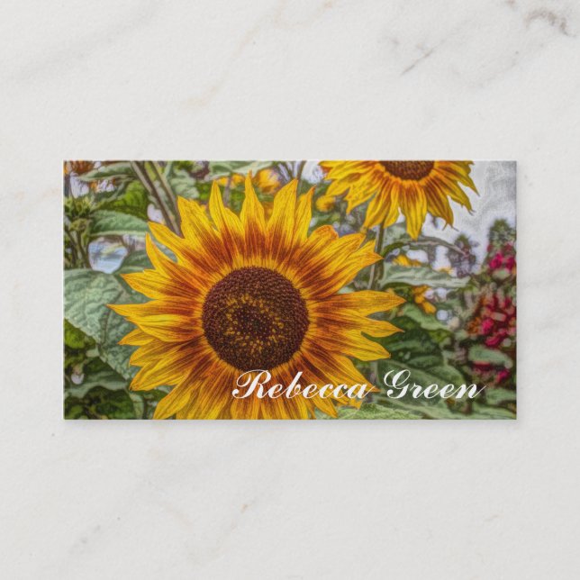 Carte De Visite mariage de tournesol jaune du pays occidental (Devant)