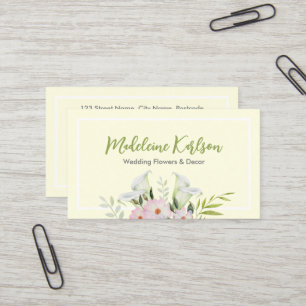 Carte De Visite Mariage Doux Blanc Calla Lily Rose Fleurs