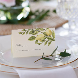 Carte De Visite Mariage élégant aux citrons et Feuille