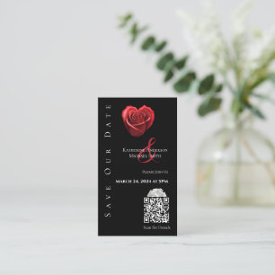 Carte De Visite Mariage Enregistrer le code Date-QR-Rose en forme 
