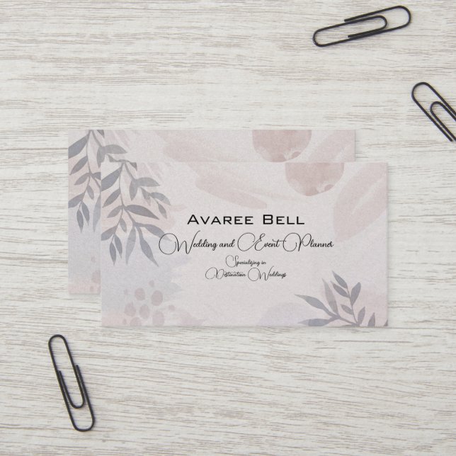 Carte De Visite Mariage et planificateur d'événements floraux Tan  (Devant/Arrière en situation)