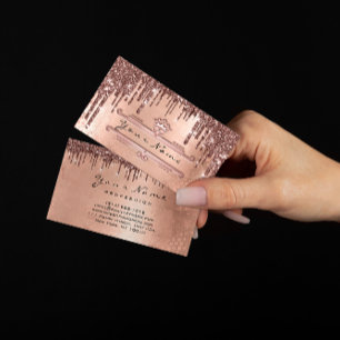 Carte De Visite Mariage Event Planner Rose Parties scintillant Dri