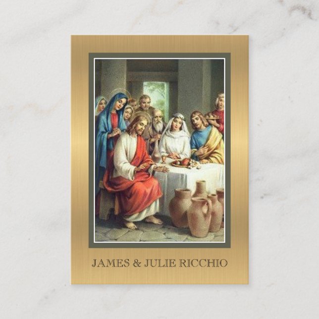 Carte De Visite Mariage Faveur Golden Catholic Holy Card (Devant)