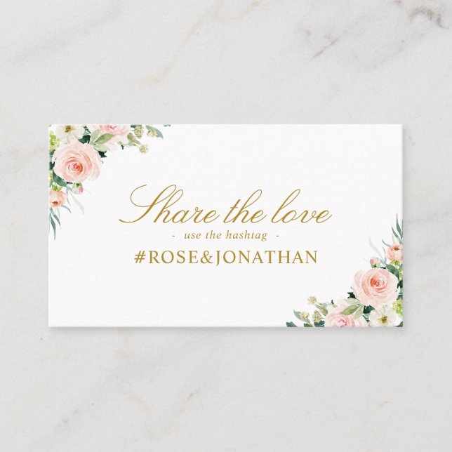 Carte De Visite mariage floral rose (Devant)