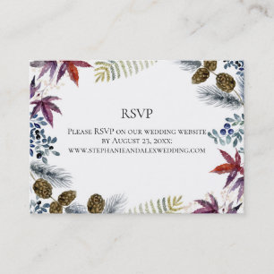 Carte De Visite Mariage japonais d'aquarelle florale d'érable