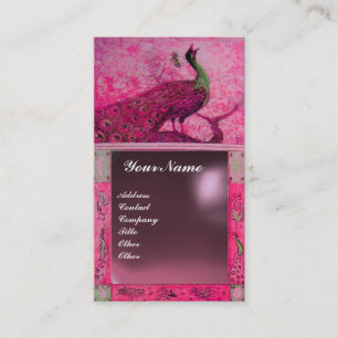 Carte De Visite MARIAGE LOVE PEACOCK MONOGRAM améthyste violet ros