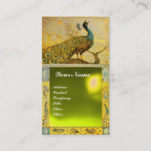 Carte De Visite MARIAGE LOVE PEACOCK MONOGRAM jaune brun topaz