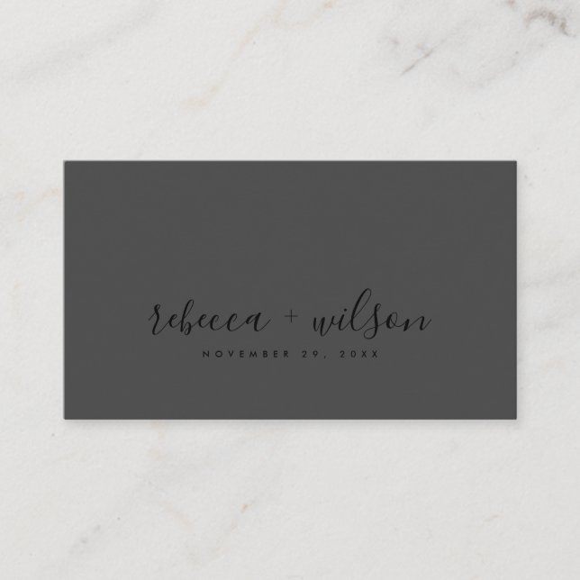 CARTE DE VISITE MARIAGE MINIMAL DE MERCI SCANDI NETTOYÉ NOIR NOIR (Devant)