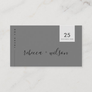 CARTE DE VISITE MARIAGE MINIMAL MERCI SCANDI NETTOYÉ GRAY SOMBRE
