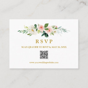 Carte De Visite Mariage moderne Blush Gold RSVP QR CODE MARIAGE