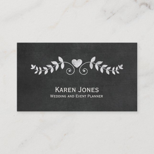Carte De Visite Mariage Planificateur d'événements Chalkboard Flor (Devant)