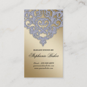 Carte De Visite Mariage Planificateur d'événements Damask Silver