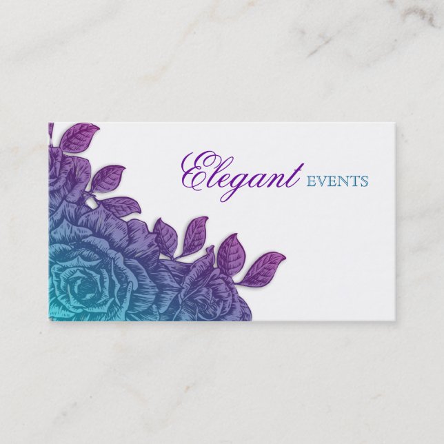 Carte De Visite Mariage Planificateur d'événements Rose Flower Blu (Devant)