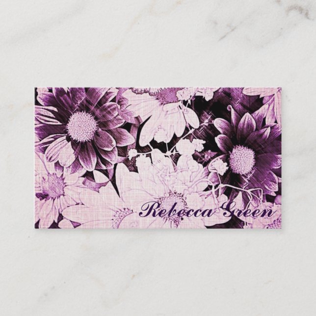 Carte De Visite mariage romantique bohème violet daisy (Devant)