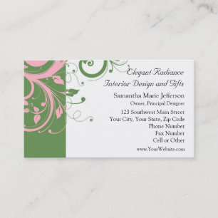 Carte De Visite Mariage rose et vert floral