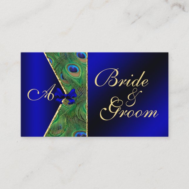 Carte de visite Mariage Royal Blue Peacock (Devant)