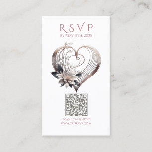 Carte De Visite Mariage RSVP QR code-Modern Pink Heart