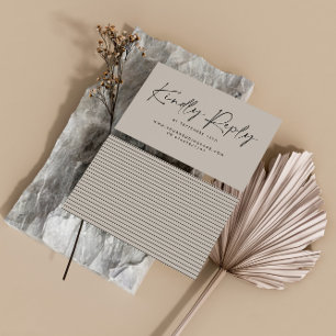 Carte De Visite Mariage script moderne gris élégant réponse