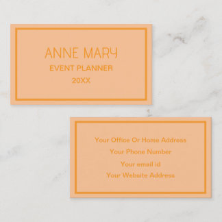 Carte De Visite Mariage Simple Couleur Personnalisée Corail Orange
