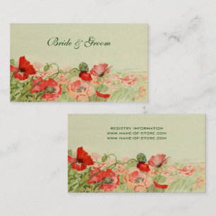 Carte De Visite Mariage vintage, Fleurs de pavot rouge prairie flo